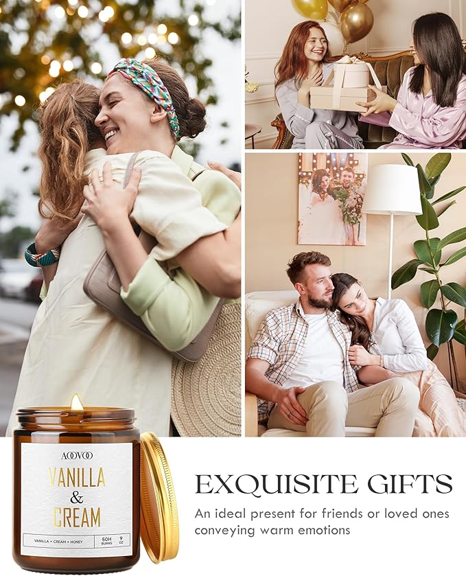 AOOVOO Vanilla Cream Candles - 9 oz Scented Candles, Aromatherapy Candle, Soy Candle for Home Scented-Ruum Studio Home