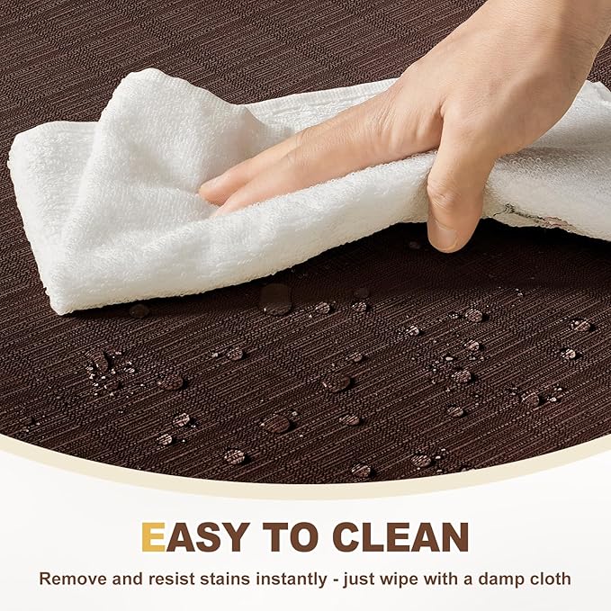 downluxe Chair Cushions for Dining Chairs, Waterproof Kitchen Chair Pads, Non-Slip Dining Seat Cushion with Ties, 17" x 16" x 2.5", Brown, 6 Pack-Ruum Studio Home