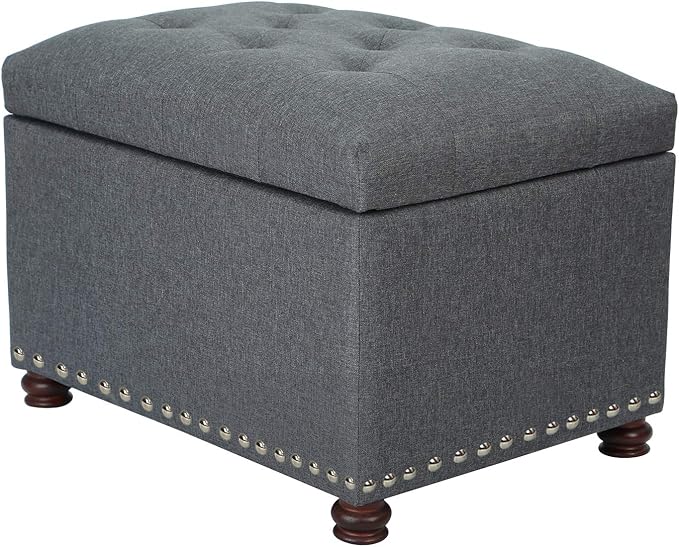 Joveco Storage Ottoman Bench Rectangular Fabric Organization Foot Rest, 24 Inch Modern Tufted Bedroom Foot Stool and Seat for Entryway, Bedroom, Living Room-Ruum Studio Home
