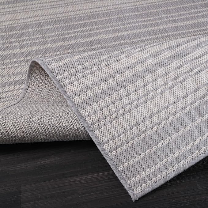 Stripe Outdoor Rug 5x7 Washable Outside Carpet for Indoor Patio Porch Waterproof Easy Cleaning Non Shedding Area Rugs Gray 5 x 7-Ruum Studio Home