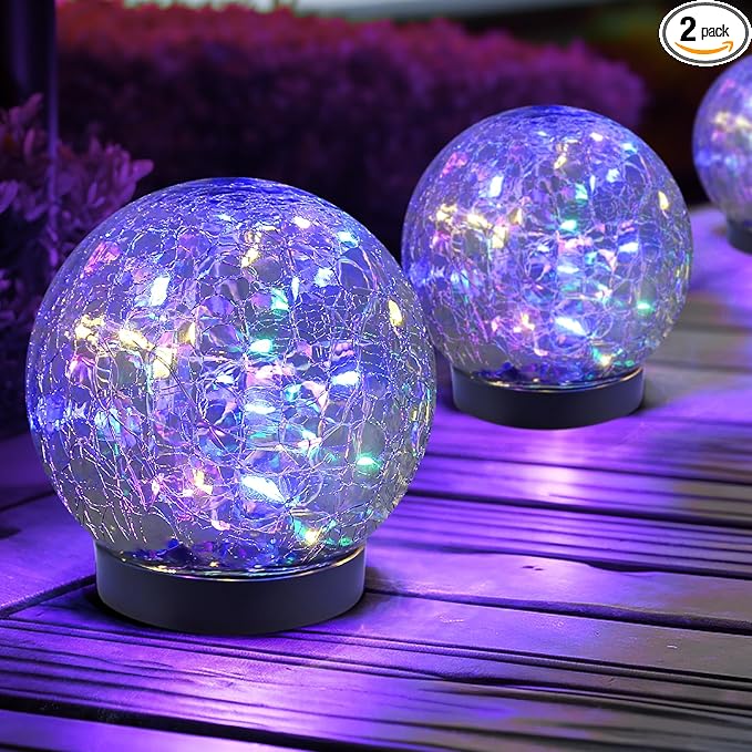 Solar Globe Lights Outdoor Waterproof-Solar Balls for Garden-Cracked Glass Ball Lights Outdoor-Solar Orbs for Outside-Decorations for Patio and Yard Lawn Backyard Decor-Ruum Studio Home