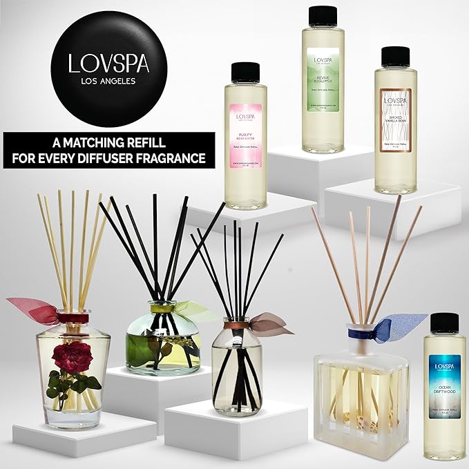 LOVSPA Reed Diffuser Set, Cinnamon Pine Cones Scented Oil Diffuser with Sticks, Home Fragrance Accessories for Bathroom Shelf Decor, Aroma Diffusers for Home or Office Desk, USA Made-Ruum Studio Home