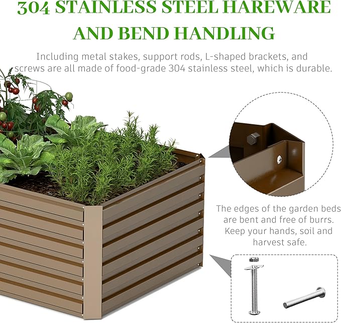 8x4x2 ft Outdoor Raised Garden Bed, Large Metal Planter Raised Beds, Planters for Outdoor Plants for Vegetables, Flowers, Herbs, Fruits, and Succulents.(4 Pcs)-Ruum Studio Home