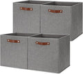 HNZIGE Fabric Storage Cubes Bins Baskets for Shelves Set of 4 Baskets, 13 Inch Storage Bins with Handles, Foldable Storage Cube Organizer Bins Organizing Home Nursery (Gray)-Ruum Studio Home