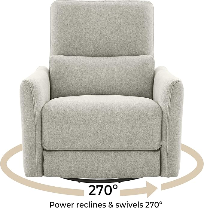 CHITA Power Recliner Chair Swivel Glider, FSC Certified Fabric Living Room Nursery Reclining Sofa Chair with Lumbar Support, Dove Grey-Ruum Studio Home