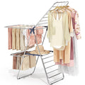 APEXCHASER Clothes Drying Rack with 4 Wings, Drying Rack Clothing with Height-Adjustable, Foldable Gullwings Laundry Drying Rack, Indoor Outdoor Use, No Assembly, Blue-Ruum Studio Home