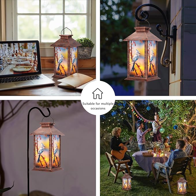 Solar Lanterns Outdoor, Waterproof Garden Hanging Lanterns with LED Flickering Flameless Candles for Mom Grandma Women Lantern Decorative Outdoor for Yard, Garden,Party Decor-Ruum Studio Home