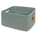 COMFY-HOMI Cotton Rope Woven Basket with Handles for Shelves,Toys,Book, Cloth Storage Baskets for Organizing-17" x 13" x 7.5" Toy Decorative Organizer for Living Room, Bathroom （Green）-Ruum Studio Home