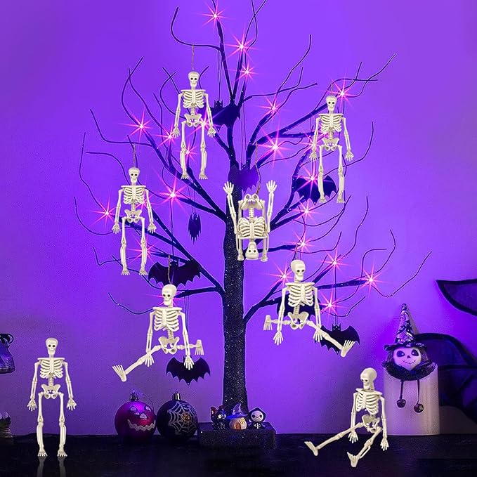 16 Pcs Halloween Mini Skeleton Figurine Decoration,6”Halloween posable Skeleton Decor,Small Plastic Skeleton Figure for Spooky Home Decor Haunted House Decorations Party Favors-Ruum Studio Home