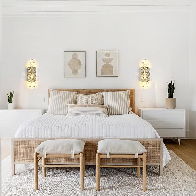 Modern Gold Crystal Wall Sconce Light Fixtures, Wall Mount Lamps for Bedroom Living Room Bathroom Vanity Mirror-Ruum Studio Home