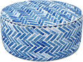 LVTXIII Indoor/Outdoor Inflatable Ottoman, All Weather Round Footrest Stool D21”x H9”, Portable for Patio Garden Camping or Home-Blue Bricks-Ruum Studio Home