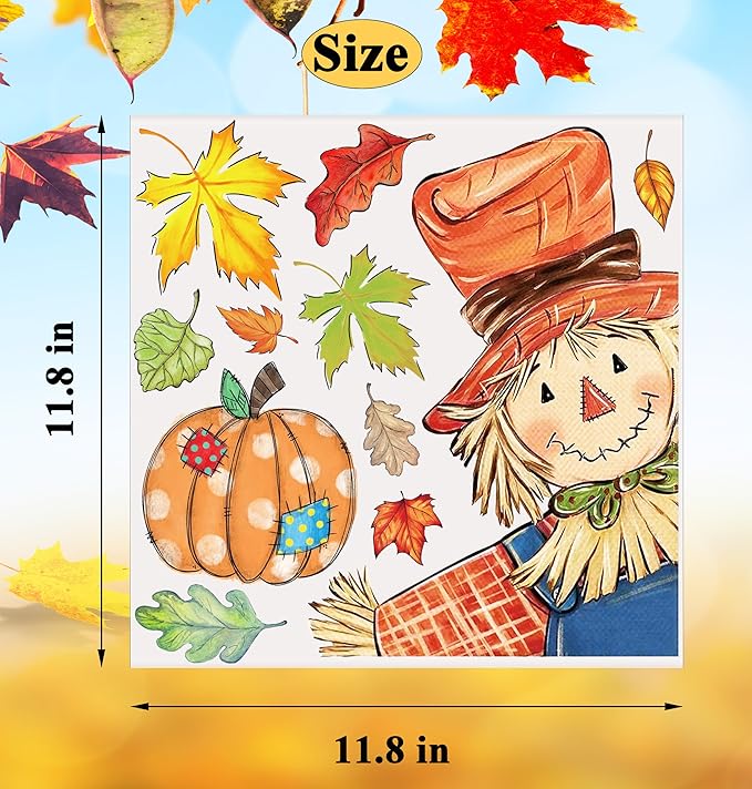 Fall Window Clings Decorations for Glass Fall Watercolor Pumpkin Maple Leaves Scarecrow Truck Window Stickers for Autumn Thanksgiving Harvest Party Home Window Decals Decor-Ruum Studio Home