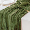 Sioloc 1 Pack Moss Green Cheesecloth Table Runner Fall Autumn Decor for Home 10ft Table Cloth for Tea Wedding Birthday Party Baby Bridal Shower Halloween Thanksgiving-Ruum Studio Home