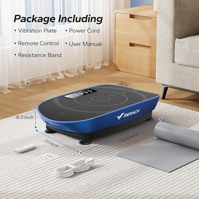 MERACH Vibration Plate Exercise Machine, Whole Body Workout Equipment for Women, Bluetooth and Silicone Pedal, Vibration Plate with Auto Mode, Vibrate Fitness Platform for Home-Ruum Studio Home