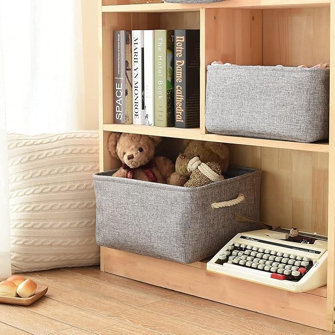 TcaFmac Organization and Storage Basket for Organizing - Large 4 Pack 16x12x8 inch Collapsible Storage Bins for Shelves, Fabric Storage Cubes for Closet Cloth Nursery Toy Books Gifts (Grey)-Ruum Studio Home