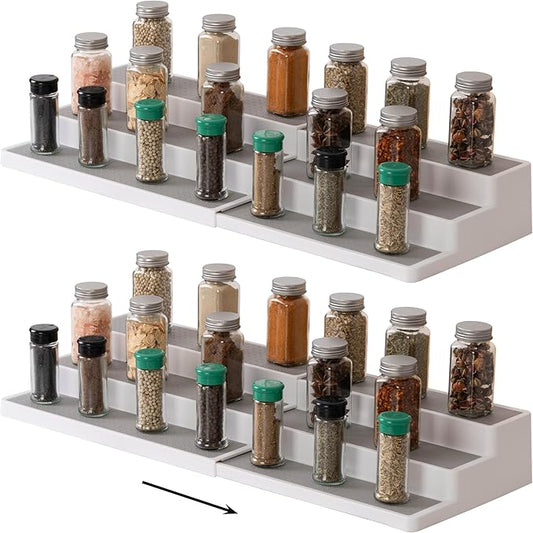 SIMPLEMADE 3-Tier Spice Rack Organizer - Versatile Storage Shelf for Kitchen, Bathroom, Bedroom & Office, Set of 2, Expandable White-Ruum Studio Home