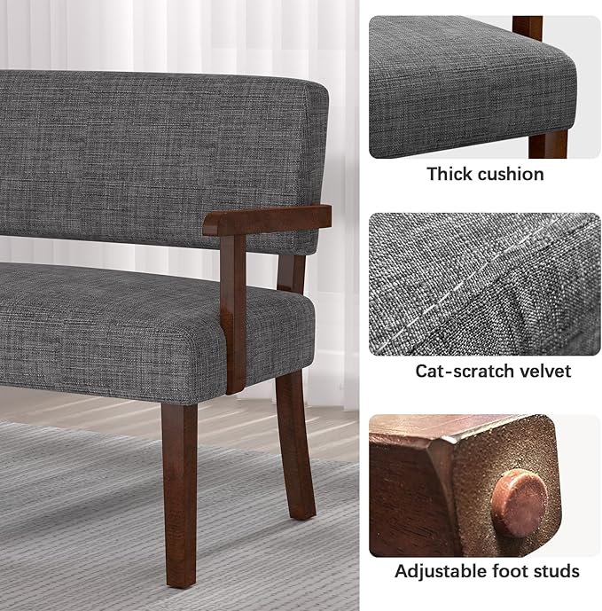 Accent Chair 2 Seat, Arm Chairs with Soft Seat and Armrests for Living Room, Love seat for Dining, Reading, and Waiting Rooms (Gray)-Ruum Studio Home