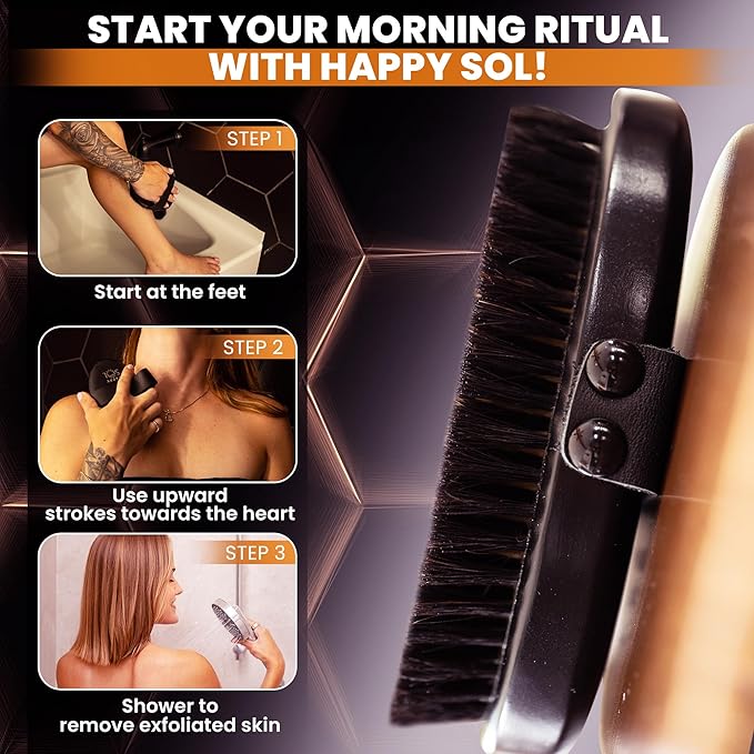 Copper Body Brush - Dry Brushing Body Brush with Ion Charged Copper Bristles, Glowing Skin, Lymphatic Drainage and Blood Circulation Improvement-Ruum Studio Home