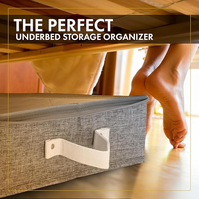 HOMELUX THEORY 2pc Under Bed Storage Containers, Bedroom Under the Bed Drawer Storage Organizer with Bins and Lids, Medium Underbed Clothes Storage Box Ideal for Blanket, Fabric, & Shoes (LightGray)-Ruum Studio Home