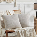 Fancy Homi 2 Packs Neutral Grey Decorative Throw Pillow Covers 22x22 Inch for Living Room Couch Bed Sofa, Rustic Farmhouse Boho Home Decor, Soft Corss Corduroy Patchwork Accent Cushion Case 55x55 cm-Ruum Studio Home