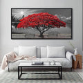 Framed Black and White Red Tree Wall Art Canvas Print Picture Large Red Tree Landscape Modern Artwork for Living Room Bedroom Office Home Wall Decor With 24X48inch-Ruum Studio Home