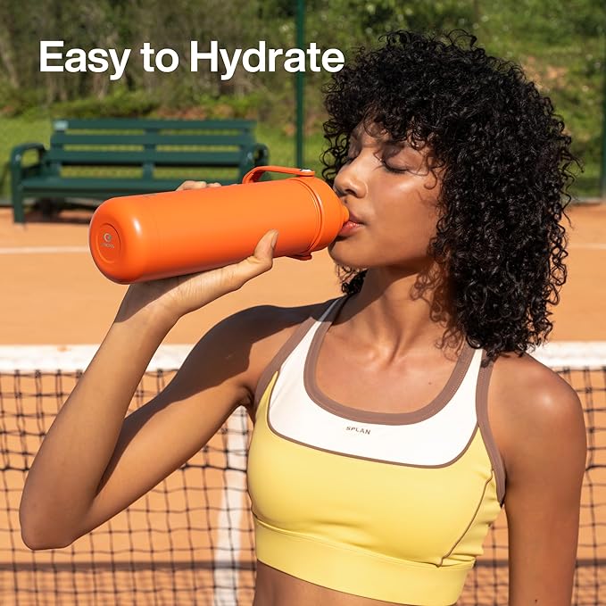 Insulated Water Bottle with Straw Stainless Steel Water Bottle, Leak-Proof, BPA-Free, Double Wall Vacuum Keeps Cold for 24 Hours for Sports, Travel, School (26 oz, Moderate Orange)-Ruum Studio Home