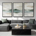 Large Framed Abstract Nature Landscape Wall Art for Living Room, Set of 3 Modern Canvas Prints Paintings Artwork for Walls, Green Lake Pictures for Hallway, Dining Room, Office Wall Decor 24x36 Inch-Ruum Studio Home