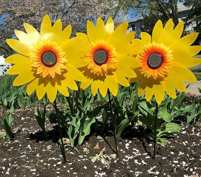 Pack of 3X Yellow Sunflower Windmill Wind Spinner Decoration Home Yard Garden Decor-Ruum Studio Home