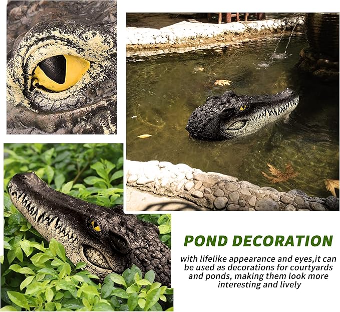 Floating Alligator Head,Alligator Head Decoy for Pool,Resin Crocodile Head for Swimming Pool and Pond,Deterrent Ducks,Predator,Heron etc,Outdoor Statues,Garden Home Decor Art-Ruum Studio Home
