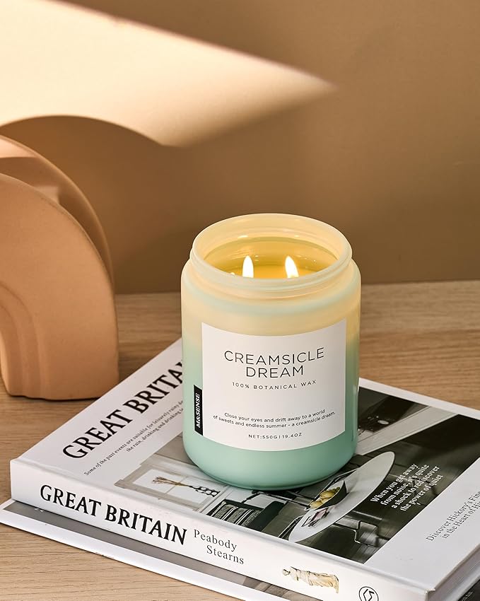 M&SENSE Orange Creamsicle Scented Candle, 19.4oz 110 Hours Slow Burning Non Toxic Natural Soy Wax 2 Wick Candle for Home Scented, Long Lasting Home Fragrance Gifts for Housewarming & Anniversry-Ruum Studio Home