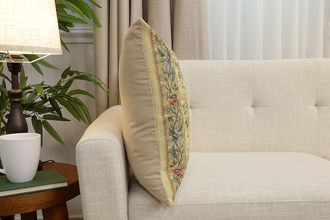 Charlotte Home Furnishings Throw Pillow Covers, Decorative Boho Pillow Covers for Couch, Light Tree of Life Square Cushion Cases 18x18 in, European Cotton Jacquard Woven for Cozy Bedroom Decor-Ruum Studio Home