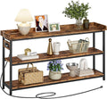 IRONCK Console Table, Sofa Table with Power Outlet, Farmhouse Hallway Table for Entryway, Living Room, Height Adjustable, Easy Assembly, Rustic Brown,55"-Ruum Studio Home