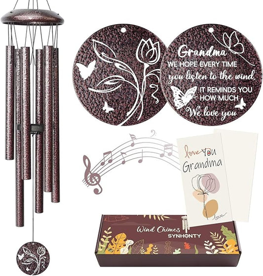 Gifts for Grandma, 25''Wind Chimes, Grandma Birthday Gifts for Grandmother from Granddaughter Grandson Grandkids, Mothers Day, Thanksgiving, Christmas Day Gift Ideas for Love Rreminder-Ruum Studio Home