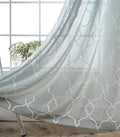 MIUCO Moroccan Embroidered Semi Sheer Curtains Linen Look Grommet Window Curtains for Bedroom 52 x 95 Inch 2 Panels, Sea Foam-Ruum Studio Home