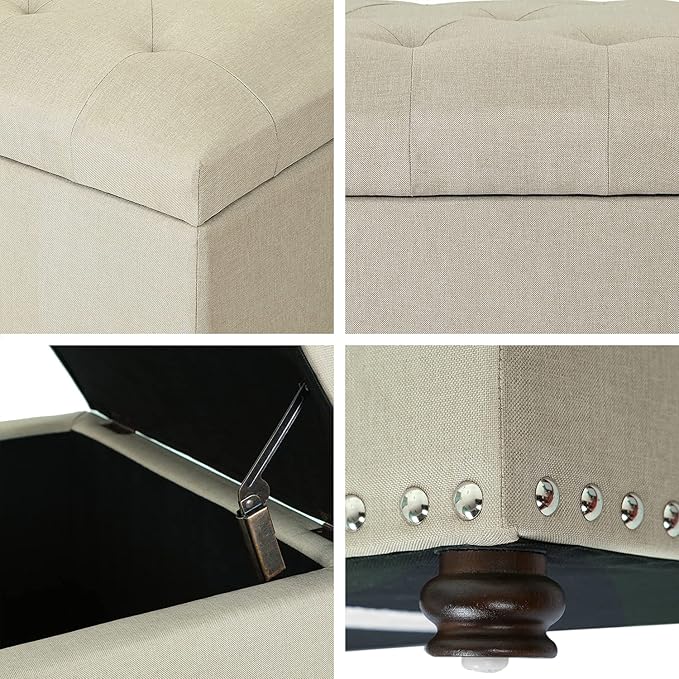 Joveco Storage Ottoman Bench Rectangular Fabric Organization Tufted Footrest for Living Room Bedroom, Upholstered Padded Footstool Coffee Table Seat with Lift Top-Ruum Studio Home