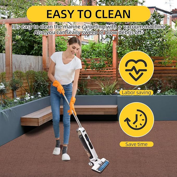 Marine Carpet,5 FT x 25 FT Brown Indoor Outdoor Carpet 0.2" Thick Boat Carpet with Water-Proof TPE Backing, Non-Slide Outdoor Marine Carpet Roll for Home, Patio, Porch, Deck-Ruum Studio Home