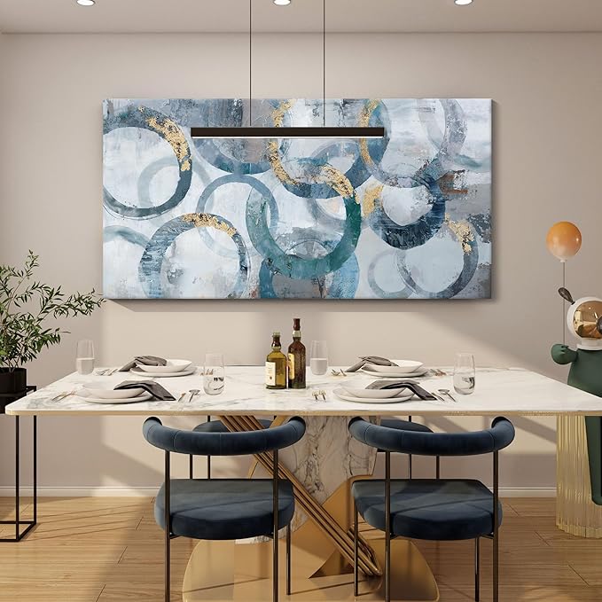 Mofutinpo Blue and Gold Wall Art - Large Modern Abstract Canvas Wall Art, Framed for Bedroom, Office or Living Room - 30x60IN-Ruum Studio Home