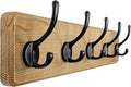 Dseap Coat Rack Wall: Patented, Heavy-Duty, 17.4" Long 5-Double-Hooks Wooden Wall Mounted Coat Rack Coat Hanger Hook Rail for Winter Coats Hat Jacket Clothing, Weathered Brown-Ruum Studio Home