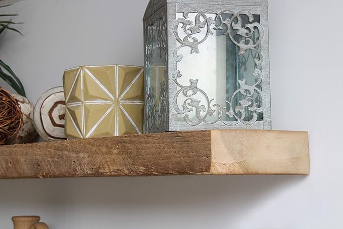 Urban Legacy Reclaimed Barnwood Planks | Floating Shelves for Wall w/Flush Mount Shelf Bracket Set Included | Set of 2 (Natural, 48" x 7" x 2")-Ruum Studio Home