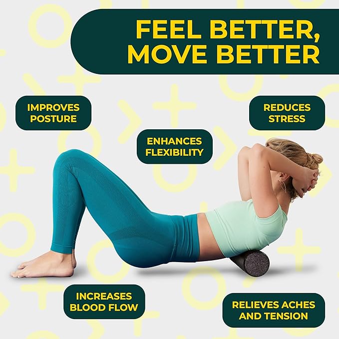 Hard Foam Roller – Travel Size Back Roller for Back, Legs, and Shoulders – Deep Tissue Massage for Myofascial Release, Exercise & Yoga-Ruum Studio Home