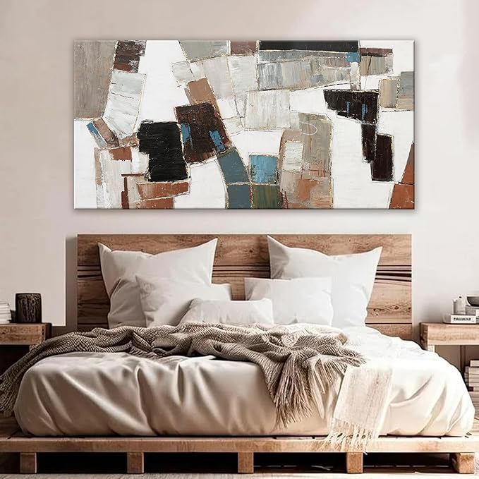 Dimpaga Abstract Wall Art Pictures for Living Room Wall Decor Modern Wall Art Decor Minimalist Geometric Line Artwork for Walls Textured Wall Art Prints Bedroom Office Wall Decor 24"X48"-Ruum Studio Home