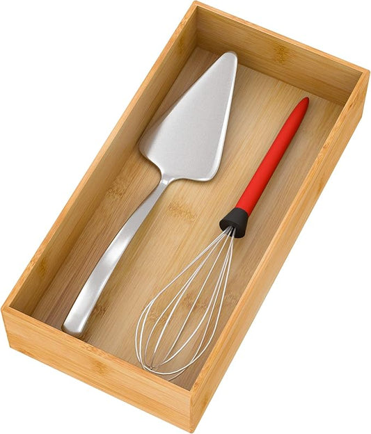 Bamboo Kitchen Drawer Organizer, Wooden Storage Box for Utensil Organizer Silverware Tray Cutlery Holder Flatware Containers - Multi-Use Deep Drawer Dividers Organizer for Bathroom, Jewelry, 12"6"2.5"-Ruum Studio Home