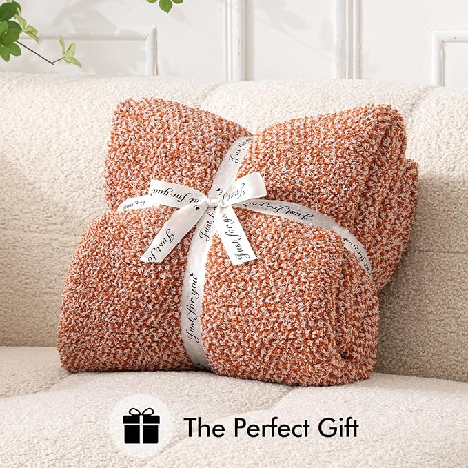 MIULEE Fall Burnt Orange Super Soft Throw Blanket for Couch, Cozy Fluffy Warm Throws Knit Blankets for Sofa, Bed, Chair, Living Room, Camping, Picnic, 50 x 60 inch-Ruum Studio Home
