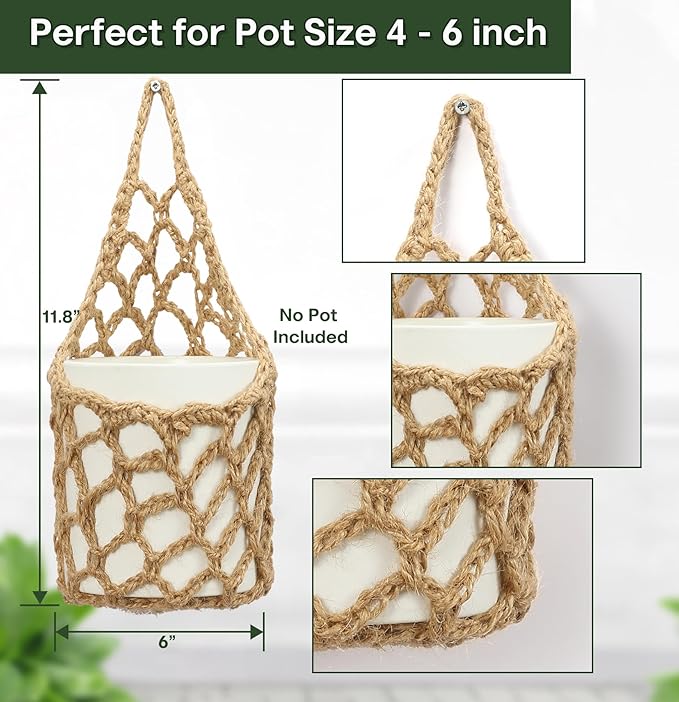 2PK Wall Planters for Indoor Plants, Macrame Plant Hanger | Wall Planter, Plant Hanger, Hanging Planter (2PK, for 6 inch Pot)-Ruum Studio Home