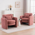 Chenille Accent Armchair Oversize Upholstered Barrel Comfy Modern Round Lounge Sofa Chair with Pillow Cozy Reading Chairs for Apartment,Office,Living Room,Dining,Makeup,Club,Pink 2SET-Ruum Studio Home