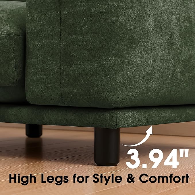 Modern Minimalist Chenille Modular Sectional Sofa, Oversized Couch and Loveseat Set with Thick Cushions, Upholstered Sofa for Small Spaces, Living Room, Bedroom, Office, Apartment(Green,75" Loveseat)-Ruum Studio Home