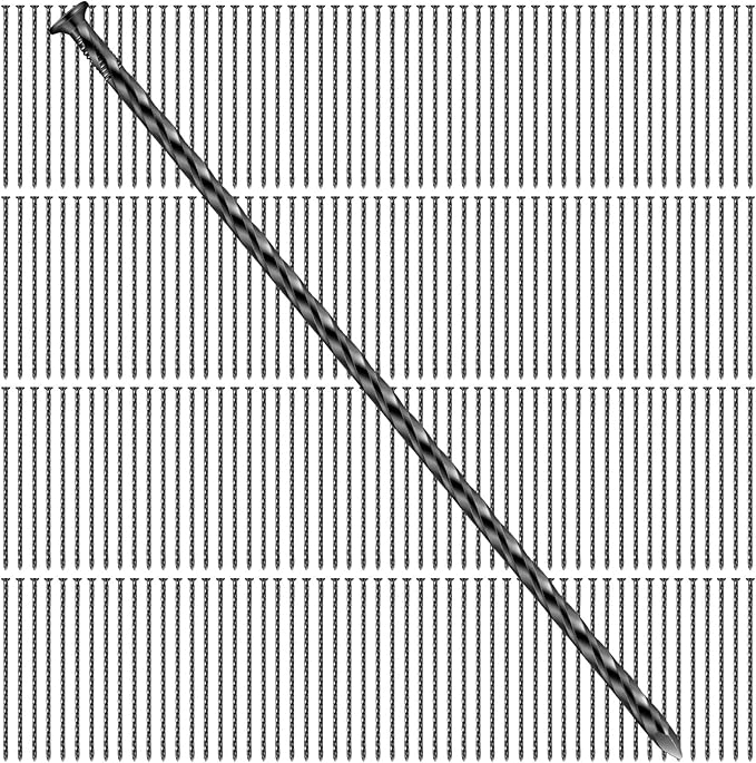 200 Pcs Metal Nails 8 Inch Artificial Spikes Galvanized Spiral Landscape Stakes Edging Spikes Garden Stakes for Fake Landscaping Grass Ground Lawn(Black)-Ruum Studio Home