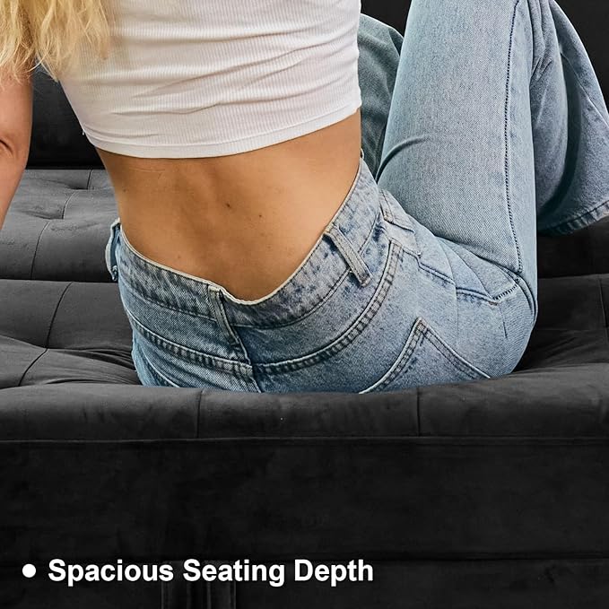 Belffin Modular Sectional Sleeper Sofa with Pull Out Couch Bed Modular Sleeper Loveseat Sectional Sofa Velvet Fabric for Living Room Apartment Grey-Ruum Studio Home