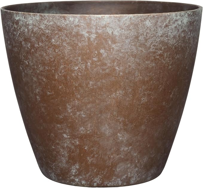 Classic Home and Garden Vogue Planter Pots w/Pottery Quality Finish - Modern Indoor & Outdoor Flower Pots - UV-Resistant Porch Planters - Decorative Pot for Flowers & Herbs (8” Weathered Copper)-Ruum Studio Home