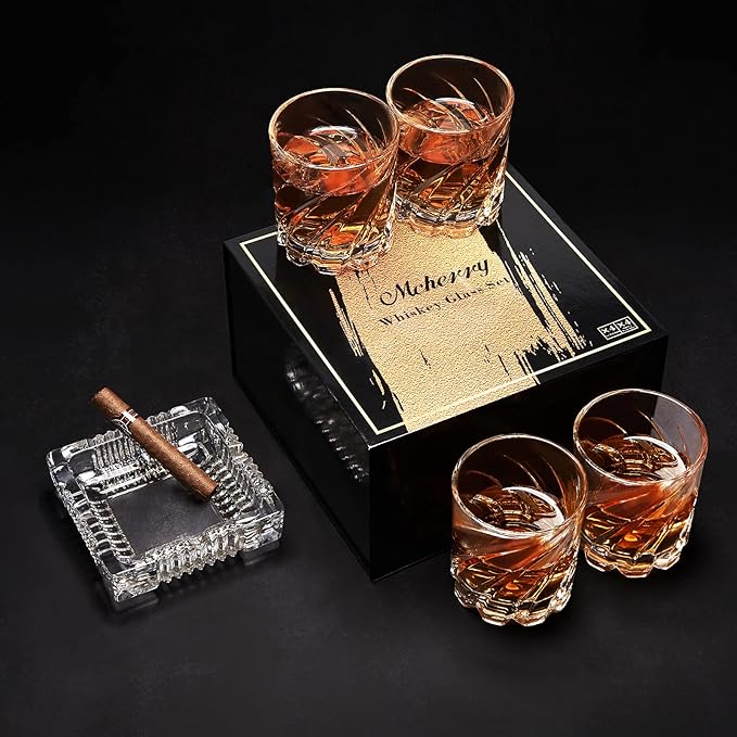 Whiskey Glasses with 4 Iceball molds and a Luxury Box, Old Fashioned Whiskey Glasses, Gifts for Dad from Daughter Son Kids, Best Father Ever Whiskey Glass, Gifts for Husband-Ruum Studio Home